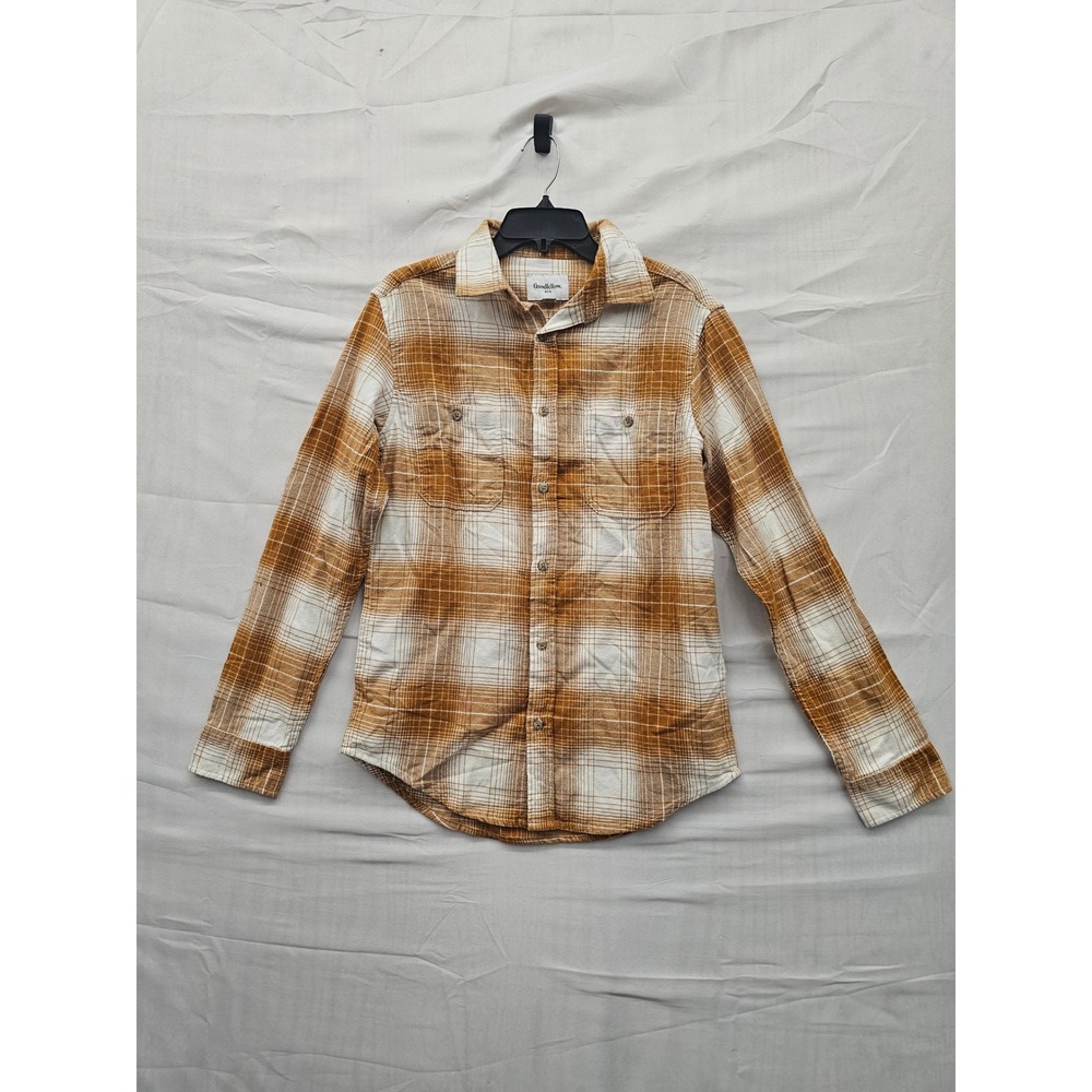 Goodfellow & Co Mens Plaid Flannel Shirt Brown Cotton‎ Casual Size Small